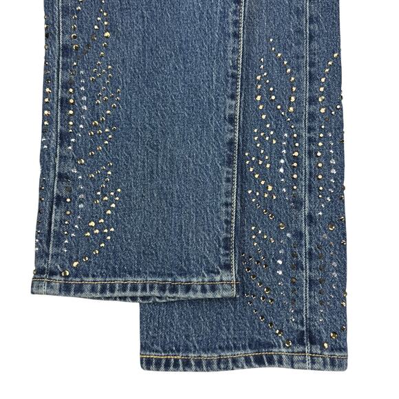 NWT LEVI'S 501 Curvy Straight Leg Jean Size 25 Medium Indigo Studded Design - Picture 10 of 10